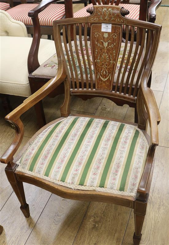 An Edwardian inlaid chair